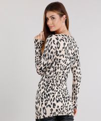 Sueter-Feminino-Longo-Estampado-Animal-Print-em-Trico-Decote-V-Manga-Longa-Bege-8926744-Bege_2