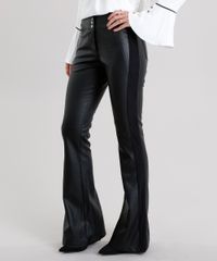 Calca-Feminina-Flare-com-Recortes-Laterais-em-Suede-Preta-8889211-Preto_1