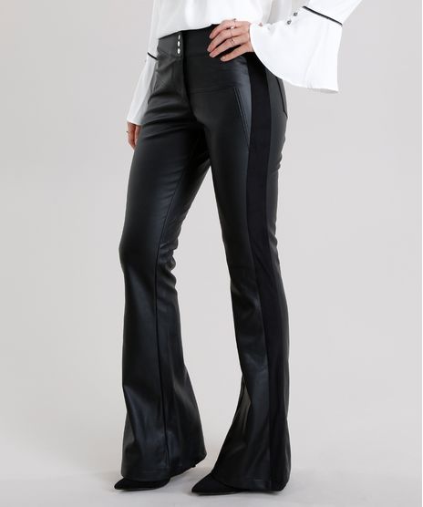Calca-Feminina-Flare-com-Recortes-Laterais-em-Suede-Preta-8889211-Preto_1