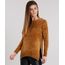 Sueter-Feminino-Longo-em-Trico-de-Chenille-com-Fendas-Manga-Longa-Amarelo-Escuro-8835140-Amarelo_Escuro_1