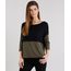 Blusa-Feminina-Bicolor-com-Recorte-Manga-Curta-Decote-Redondo-Verde-Militar-9119297-Verde_Militar_1