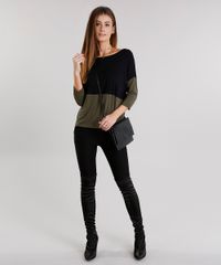 Blusa-Feminina-Bicolor-com-Recorte-Manga-Curta-Decote-Redondo-Verde-Militar-9119297-Verde_Militar_3