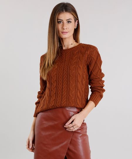 Sueter-Feminino-Cables-em-Trico-Manga-Longa-Decote-Redondo-Caramelo-8880795-Caramelo_1