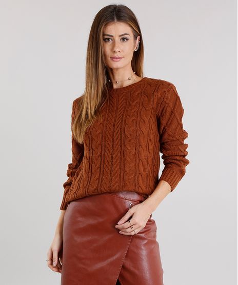 Sueter-Feminino-Cables-em-Trico-Manga-Longa-Decote-Redondo-Caramelo-8880795-Caramelo_1