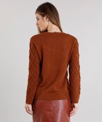 Sueter-Feminino-Cables-em-Trico-Manga-Longa-Decote-Redondo-Caramelo-8880795-Caramelo_2