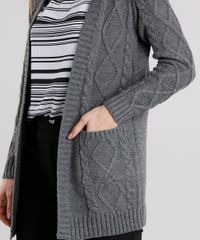 Cardigan-Feminino-Longo-Cables-em-Trico-Com-Bolsos-Manga-Longa-Decote-Redondo-Cinza-Mescla-Escuro-8880794-Cinza_Mescla_Escuro_4