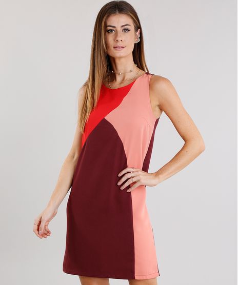 Vestido-Feminino-com-Recortes-Curto-Decote-Redondo-Vinho-8887805-Vinho_1