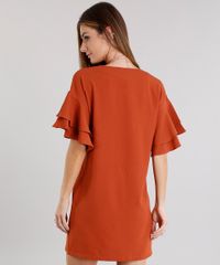 Vestido-Feminino-Amplo-com-Babado-nas-Mangas-Decote-V-Curto-Laranja-Escuro-8915149-Laranja_Escuro_2
