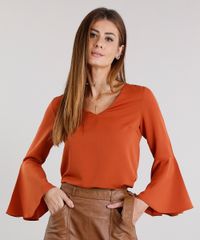 Blusa-Feminina-Ampla-com-Manga-Sino-Decote-V-Laranja-Escuro-8915146-Laranja_Escuro_1