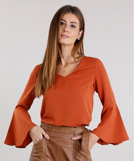 Blusa-Feminina-Ampla-com-Manga-Sino-Decote-V-Laranja-Escuro-8915146-Laranja_Escuro_1