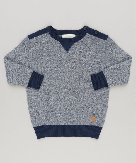 Sueter-Infantil-em-Trico-Mescla-Decote-com-Botoes-Manga-Longa-Azul-Marinho-8843509-Azul_Marinho_1