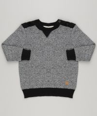 Sueter-Infantil-em-Trico-Mescla-Decote-com-Botoes-Manga-Longa-Preto-8843509-Preto_1