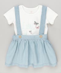Conjunto-Infantil-de-Body-Manga-Curta--Forever--Off-White---Salopete-em-Jeans-de-Algodao---Sustentavel-Azul-Claro-8859354-Azul_Claro_1
