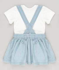 Conjunto-Infantil-de-Body-Manga-Curta--Forever--Off-White---Salopete-em-Jeans-de-Algodao---Sustentavel-Azul-Claro-8859354-Azul_Claro_2