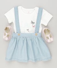 Conjunto-Infantil-de-Body-Manga-Curta--Forever--Off-White---Salopete-em-Jeans-de-Algodao---Sustentavel-Azul-Claro-8859354-Azul_Claro_3