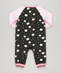 Macacao-Infantil-Raglan-Estampado-de-Gatinhos-Manga-Longa-em-Moletom-Preto---Babador--Forever-and-Ever--em-Algodao---Sustentavel-Cinza-Mescla-Claro-8878550-Cinza_Mescla_Claro_2