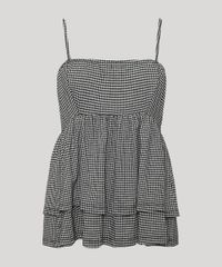 Regata-Feminina-Mindset-Estampada-Xadrez-Vichy-com-Babados-Alca-Fina-Decote-Reto-Preta-9972970-Preto_6