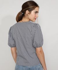 Blusa-Feminina-Mindset-Estampada-Xadrez-Vichy-com-Botoes-Manga-Bufante-Decote-V-Preta-9988083-Preto_2