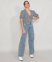 Blusa-Feminina-Mindset-Estampada-Xadrez-Vichy-com-Botoes-Manga-Bufante-Decote-V-Preta-9988083-Preto_3