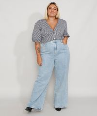 Blusa-Feminina-Plus-Size-Mindset-Estampada-Xadrez-Vichy-com-Botoes-Manga-Bufante-Decote-V-Preta-9988084-Preto_3