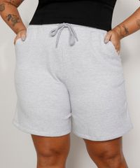 Bermuda-de-Moletom-Feminina-Plus-Size-com-Cordao-e-Bolsos-Cinza-Mescla-Claro-9988097-Cinza_Mescla_Claro_1