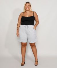Bermuda-de-Moletom-Feminina-Plus-Size-com-Cordao-e-Bolsos-Cinza-Mescla-Claro-9988097-Cinza_Mescla_Claro_3