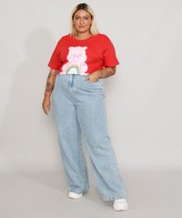 Camiseta-Plus-Size-Feminina-Manga-Curta-Ursinhos-Carinhosos-Decote-Redondo-Vermelha-9967430-Vermelho_3