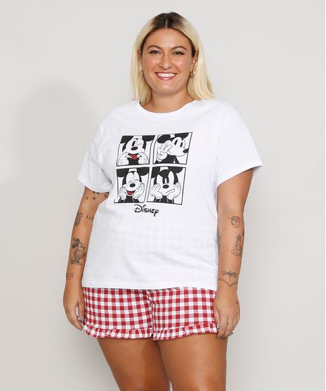 Pijama-Feminino-Plus-Size-Mickey-com-Estampa-Xadrez-Vichy-e-Babado-Manga-Curta-Branco-9972299-Branco_1