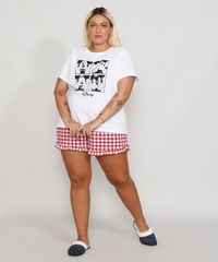 Pijama-Feminino-Plus-Size-Mickey-com-Estampa-Xadrez-Vichy-e-Babado-Manga-Curta-Branco-9972299-Branco_3