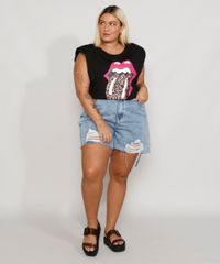 Regata-Feminina-Plus-Size-de-Banda-Muscle-Tee-Rolling-Stones-com-Ombreiras-Decote-Redondo-Preta-9980562-Preto_3