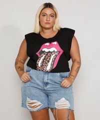 Regata-Feminina-Plus-Size-de-Banda-Muscle-Tee-Rolling-Stones-com-Ombreiras-Decote-Redondo-Preta-9980562-Preto_5