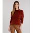 Sueter-Feminino-Longo-em-Trico-de-Chenille-com-Fendas-Manga-Longa-Laranja-Escuro-8835140-Laranja_Escuro_1
