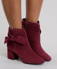 Bota-Feminina-Salto-Baixo-em-Suede-com-Laco-Cano-Curto-Vinho-9075278-Vinho_2