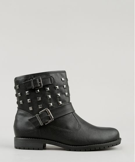 Bota-Feminina-Biker-Vizzano-com-Rebites-e-Fivelas-Cano-Curto-Preta-9081770-Preto_1
