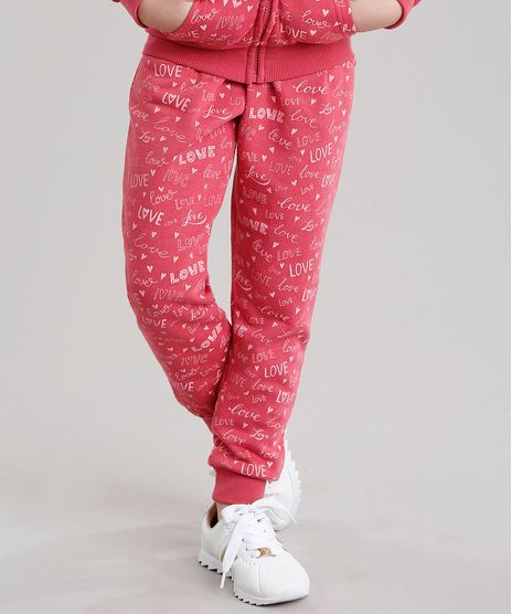 Calca-Infantil-Estampada--Love--em-Moletom-com-Bolsos-Rosa-Escuro-8830907-Rosa_Escuro_1