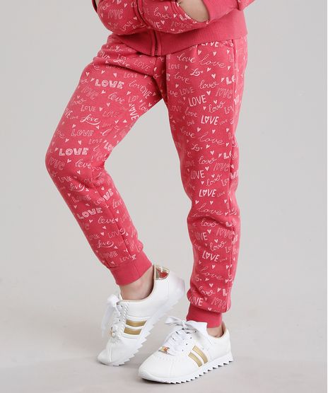 Calca-Infantil-Estampada--Love--em-Moletom-com-Bolsos-Rosa-Escuro-8830733-Rosa_Escuro_1