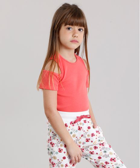 Blusa-Infantil-Open-Shoulder-Canelada-com-Renda-na-Barra-Manga-Curta-Decote-Redondo-Coral-9132412-Coral_1