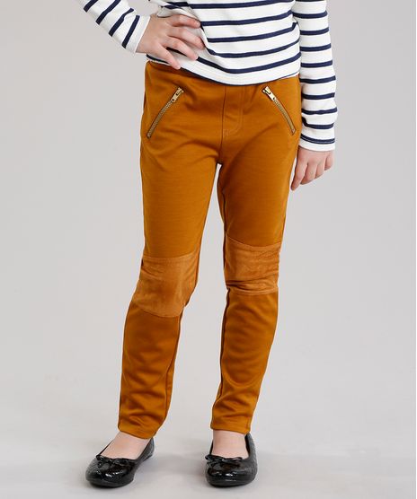 Calca-Infantil-Legging-com-Recorte-em-Suede-e-Ziper-Caramelo-8922288-Caramelo_1