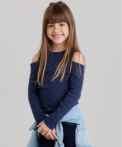 Blusa-Infantil-Open-Shoulder-Canelada-com-Renda-na-Barra-Manga-Longa-Decote-Redondo-Azul-Marinho-9132421-Azul_Marinho_1