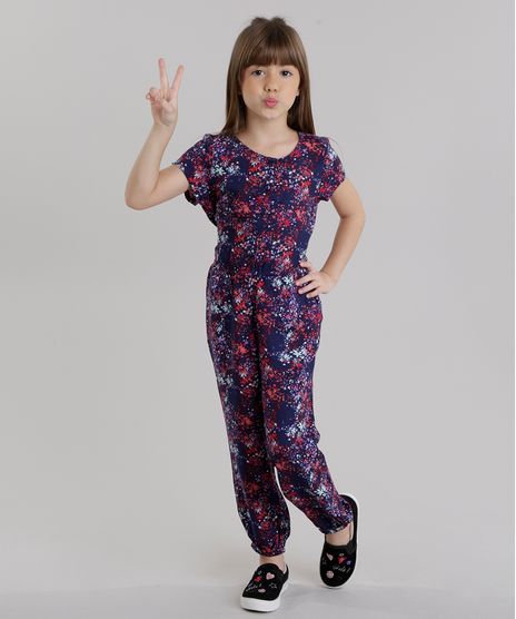 Macacao-Infantil-Estampado-Floral-com-Botoes-e-Laco-Manga-Curta-Azul-Marinho-8821977-Azul_Marinho_1