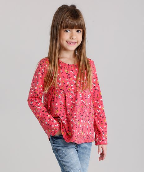 Blusa-Infantil-Estampa-Floral-Manga-Longa-Decote-Redondo-Coral-9140684-Coral_1