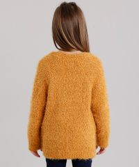 Sueter-Infantil-Felpudo-em-Trico-com-Bolsos-Decote-V-Amarelo-Escuro-8862445-Amarelo_Escuro_2