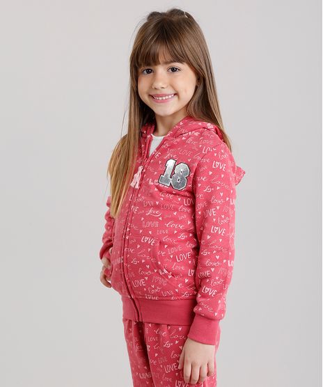 Blusao-Infantil-Estampado--Love--com-Bordado-em-Moletom-com-Capuz-Rosa-Escuro-8833714-Rosa_Escuro_1