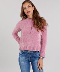 Sueter-Feminino-em-Trico-de-Chenille-Manga-Longa-Rose-8864679-Rose_1