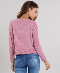 Sueter-Feminino-em-Trico-de-Chenille-Manga-Longa-Rose-8864679-Rose_2
