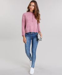 Sueter-Feminino-em-Trico-de-Chenille-Manga-Longa-Rose-8864679-Rose_3