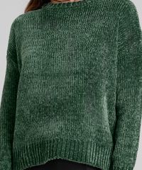 Sueter-Feminino-em-Trico-de-Chenille-Manga-Longa-Verde-Escuro-8864679-Verde_Escuro_4