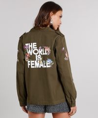 Jaqueta-Feminina-Militar-com-Bordado-Floral-em-Sarja-com-Bolsos-Verde-Militar-8858864-Verde_Militar_2