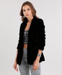 Blazer-Feminino-em-Veludo-com-Bolso-Gola-Smoking-Preto-8860353-Preto_1