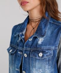 Colete-Jeans-Feminino-Destroyed-com-Bolsos-Gola-Esporte-Azul-Escuro-9148052-Azul_Escuro_4